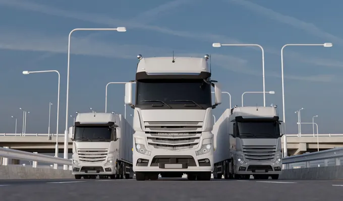 Camión de TransMax cargado en la bodega de Santiago, listo para salir hacia Coyhaique